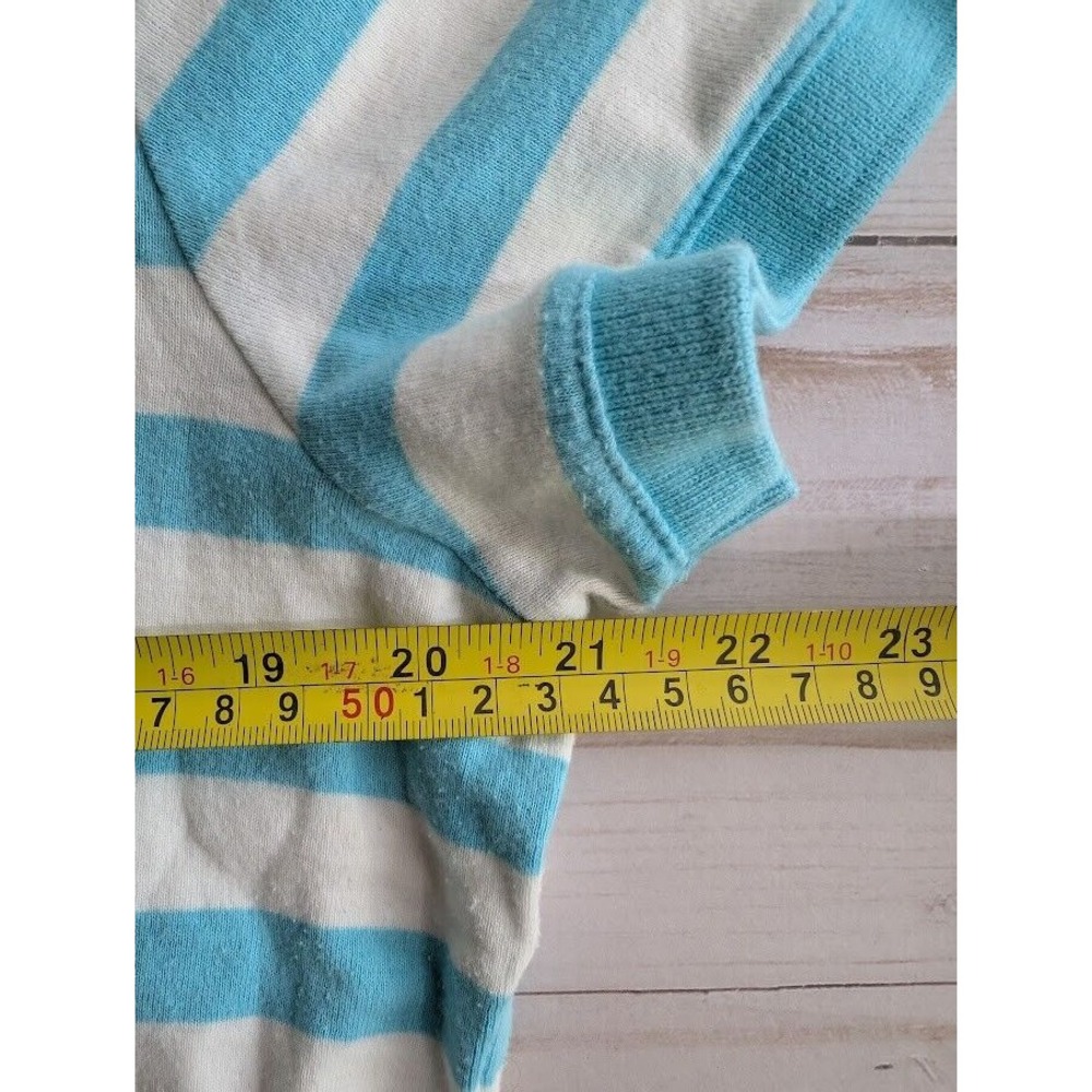 Croft Barrow‎ Size XL Blue White Stripe Short Sleeve Button Accent Cotton Top - Picture 4 of 7